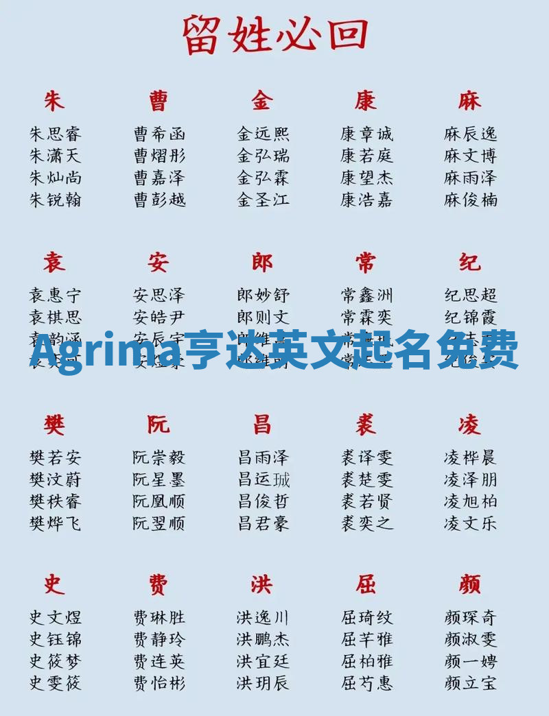Agrima亨达英文起名免费 Agrima亨达英文起名免费