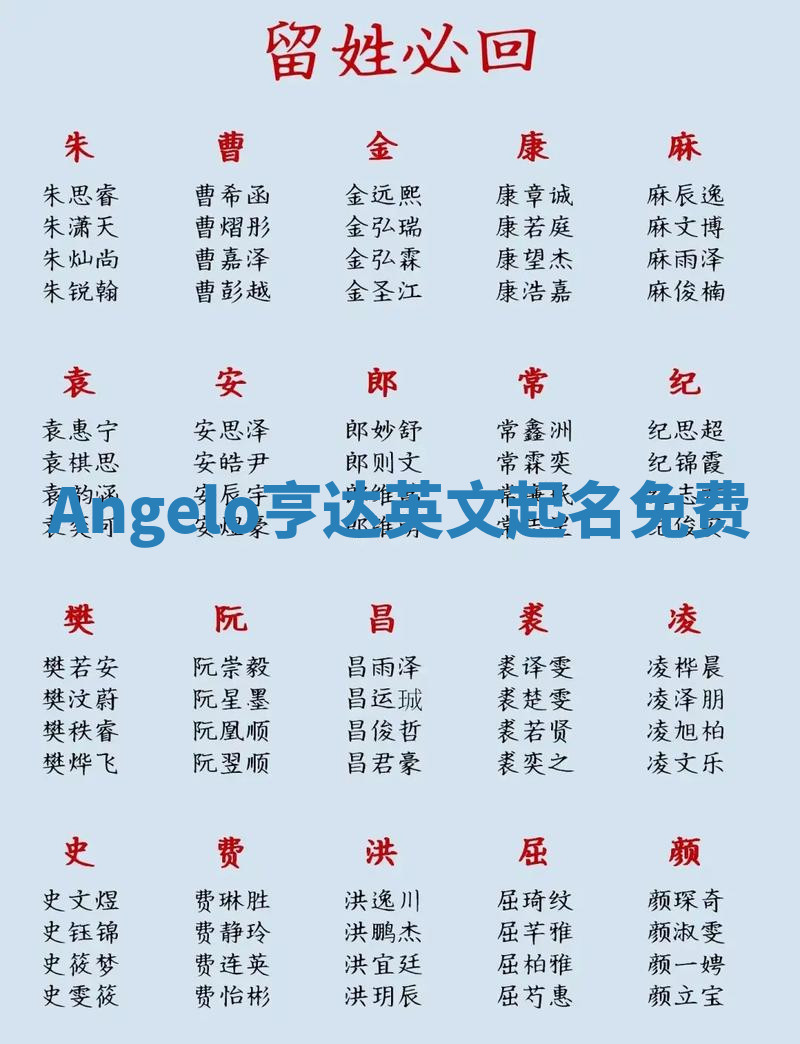 Angelo亨达英文起名免费 Angelo亨达英文起名免费
