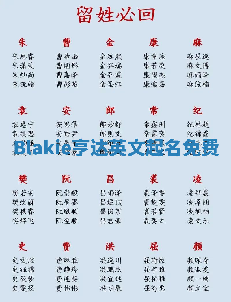 Blakie亨达英文起名免费