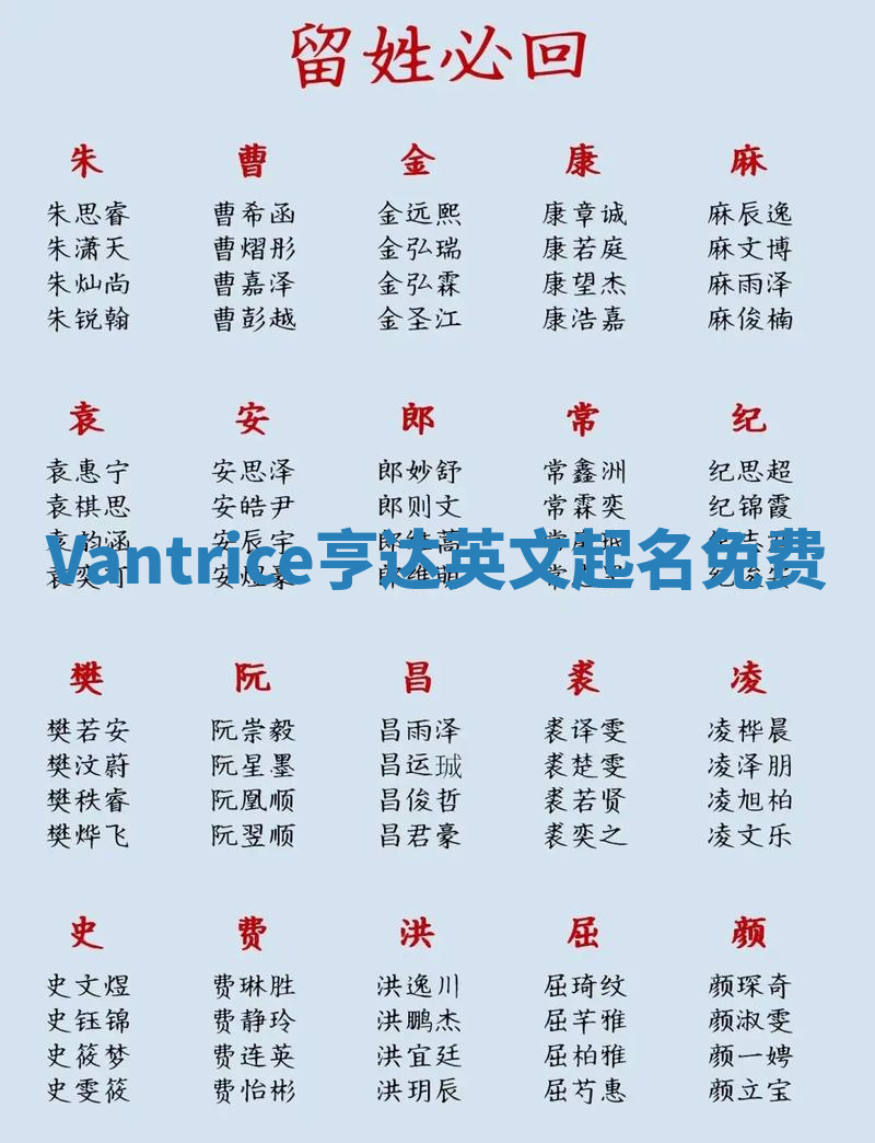 Vantrice亨达英文起名免费